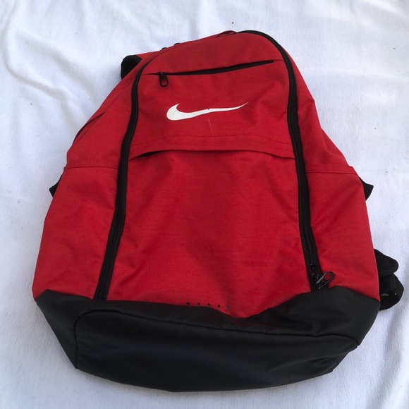 nike red and black backpack